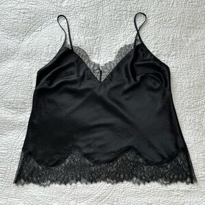 Victoria Secret Black Lace Trim Satin Camisole